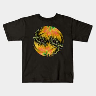 Golden Yellow Magic Fractal Psychedelic Design Kids T-Shirt